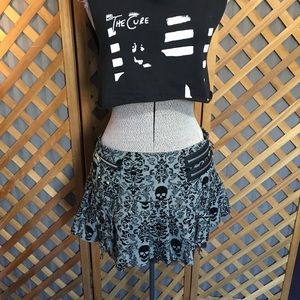 Hell Bunny Mini Punk Skirt Bondage Goth Skulls Med